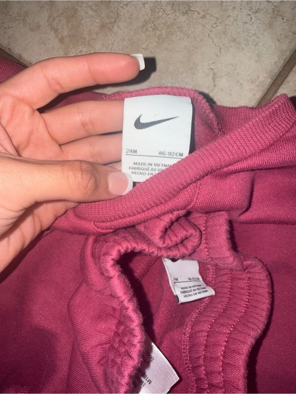 Nike Toddler 2-Piece Fleece Sweat Set Burgundy | 24M - Picture 3 of 3